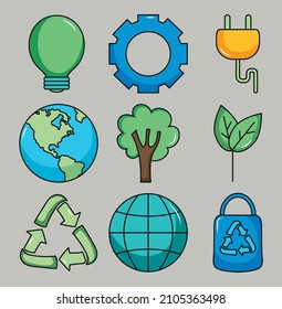 icon set of eco friendly