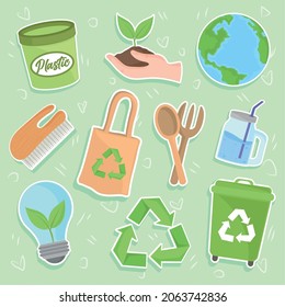 icon set ecology, recycle and sustainable