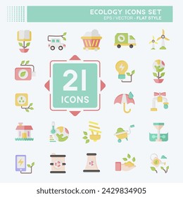 Icon Set Ecology. related to Education symbol. flat style. simple design editable. simple illustration