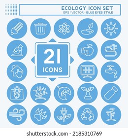 Icon Set Ecology. suitable for education symbol. blue eyes style. simple design editable. design template vector. simple illustration