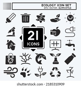 Icon Set Ecology. suitable for education symbol. glyph style. simple design editable. design template vector. simple illustration