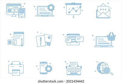 Icon-Set für E-Commerce-Unternehmen, Web-Design-Skizze, Vektorgrafik