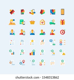 Icon set for e-commerce startup marketing developing websites seo