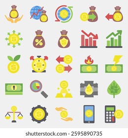 Icon set of economy. Economy elements. Icon in flat style.