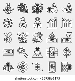 Icon set of economy. Economy elements. Icon in line style.