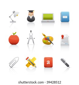 Icon Set - Education. Set of icons on white background in Adobe Illustrator EPS 8 format for multiple applications.