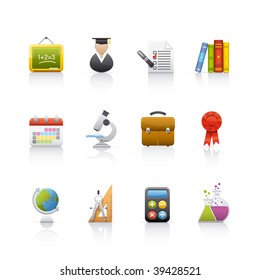 Icon Set - Education. Set of icons on white background in Adobe Illustrator EPS 8 format for multiple applications.