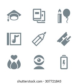 icon set education and science gray