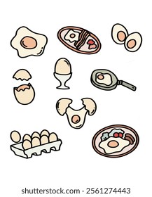 Icon set of eggs color