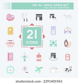 Icon Set Eid Al Adha. related to Islamic symbol. Flat Style. simple design editable. simple illustration