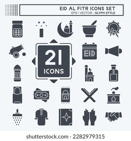 Conjunto de iconos Eid Al Fitr. relacionado con el símbolo Educación. islámico. ramadhan. ilustración simple