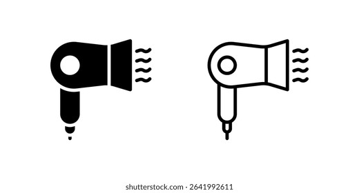 Icon set of electric hair dryer for beauty, grooming, and salon visuals