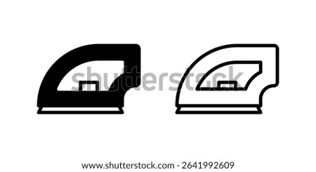 Icon set of an electric iron for garment pressing and household chores