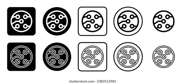Symbolsatz des elektrischen Pappesymbols. Gefüllt, Umriss, Schwarz-Weiß-Symbole, flacher Stil.  Vektorgrafik auf weißem Hintergrund