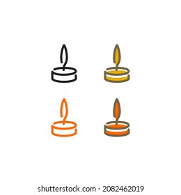 Icon Set Elegant Candle Flame logo design inspiration