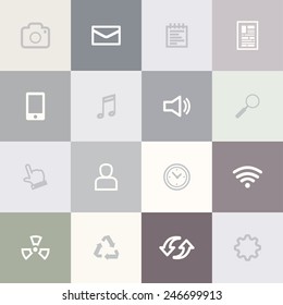 Icon set element. Minimalist. Grey background.