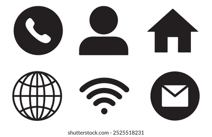  icon set, email, location, phone, and website symbols.