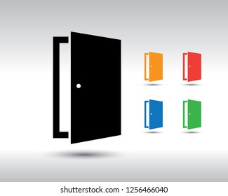 icon set emergency exit sign, exit door icon, exit strategy - door entrance - Vector 