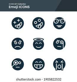 conjunto de iconos de emoji kid, angle, detective y muchos más. con vector de estilo sólido. uso adecuado para aplicaciones web y diseño de patrones.