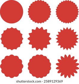 Icon set of empty blank sale promotion discount price tag label sticker coupon button banner. Red vector illustration isolated on white or transparent background - Powered by Shutterstock - Get 15% off with code: PIKWIZARD15