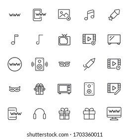 Icon set of Entertainment. Editable vector pictograms isolated on a white background. Trendy outline symbols for mobile apps and website design. Premium pack of icons in trendy line style.
