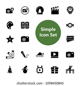 Icon set of entertainment signs. Party, event, leisure. Pastime concept. For topics like art, holiday, hobby