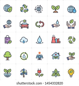 Icon set - environment full color outline stroke vector illustration