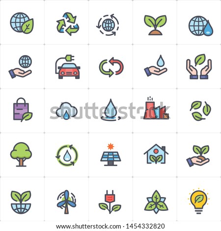 Icon set - environment full color outline stroke vector illustration