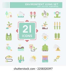 Icon Set Environment. related to Environment symbol. flat style. simple illustration. conservation. earth. clean