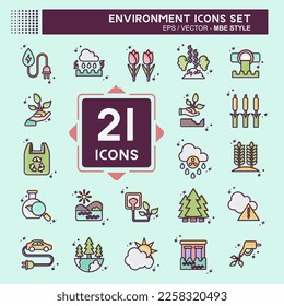 Icon Set Environment. related to Environment symbol. MBE style. simple illustration. conservation. earth. clean