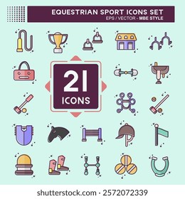 Icon Set Equestrian Sport. related to Hourse symbol. MBE style. design editable