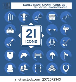 Icon Set Equestrian Sport. related to Hourse symbol. long shadow style. design editable