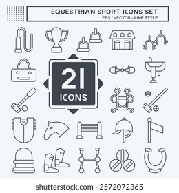 Icon Set Equestrian Sport. related to Hourse symbol. line style. design editable