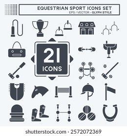 Icon Set Equestrian Sport. related to Hourse symbol. glyph style. design editable