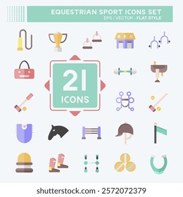 Icon Set Equestrian Sport. related to Hourse symbol. flat style. design editable