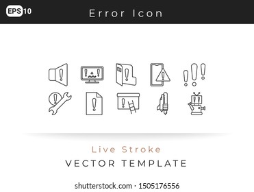 Icon Set Error For Website, Infographic Element. Vector Illustration