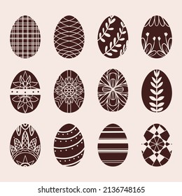 Icon Set Of Ester Eggs In Flat Style. Vector