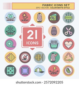 Icon Set Fabric. related to Education symbol. color mate style. simple design editable