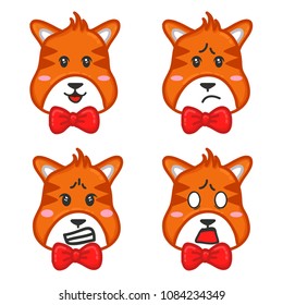 icon set face cute cat emotion