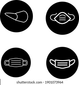 Icon set of face mask, surgical mask, N95 mask, etc .  simple design for graphics, logos, websites, social media, UI, mobile apps, EPS10