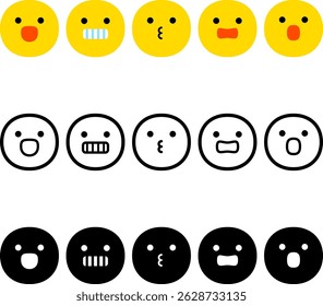 Conjunto de iconos de caras que hacen sonidos vocálicos