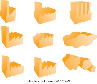 Icon set of factory industry illustration clipart 3d