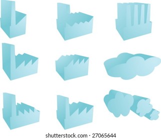 Icon set of factory industry illustration clipart 3d