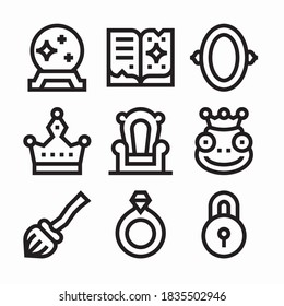Icon Set Fairy Tale for different seasons Line
