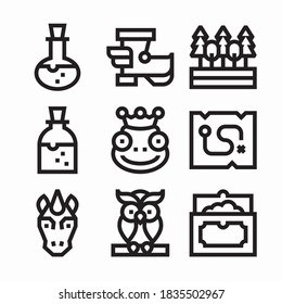 Icon Set Fairy Tale for different seasons Line