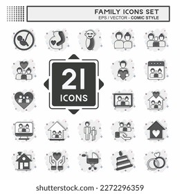 Icon Set Family. related to Love symbol. simple design editable. simple illustration