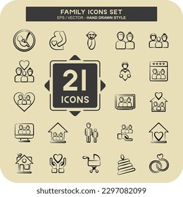 Icon Set Family. related to Love symbol. glyph style. simple design editable. simple illustration