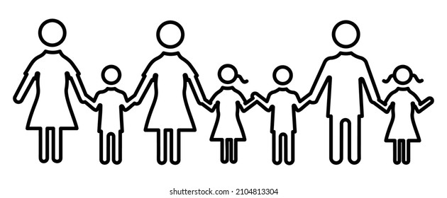  icon set family. Woman, man, partner, children, son, daughter.flat  Family icon set.