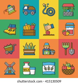 icon set farming vector