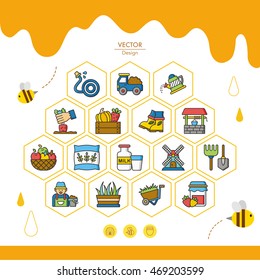 icon set farming vector